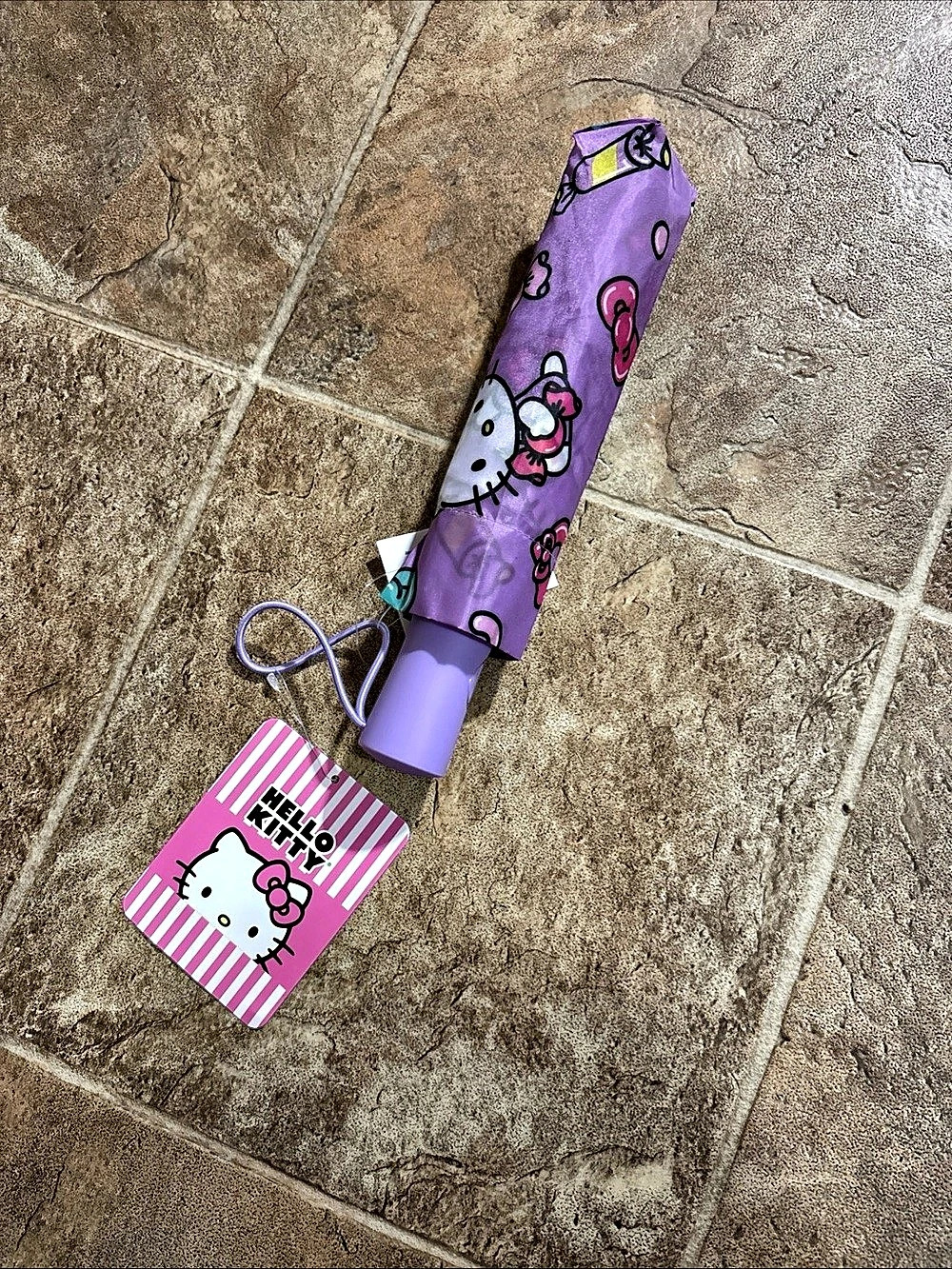 Hello Kitty Compact Umbrella in Purple & Pink NWT